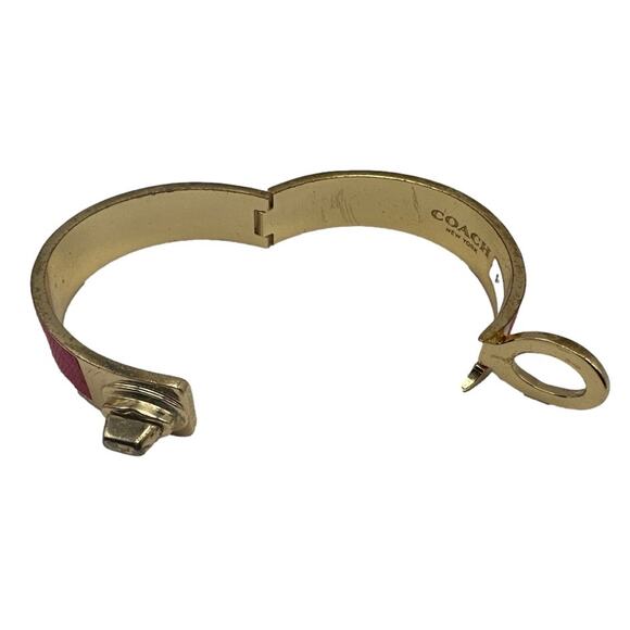 COACH Leather Turn Lock Hinges Bangle Bracelet - Picture 4 of 8